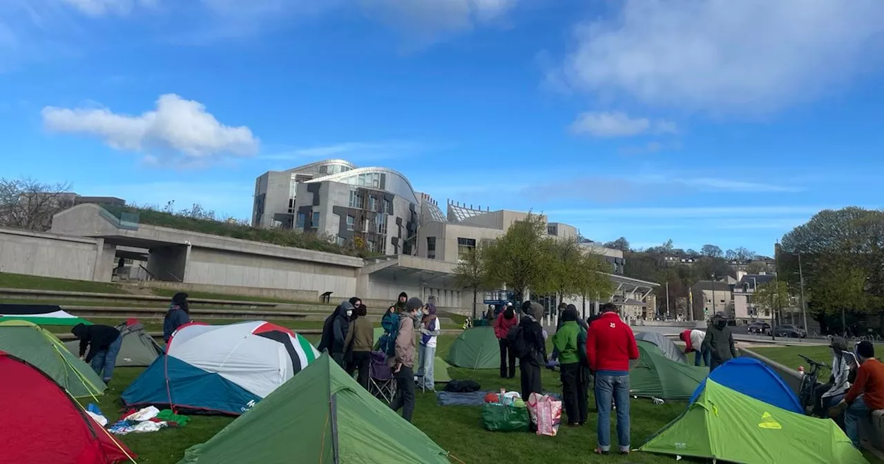 Activists set up Gaza solidarity camp at Scottish Parliament with demands