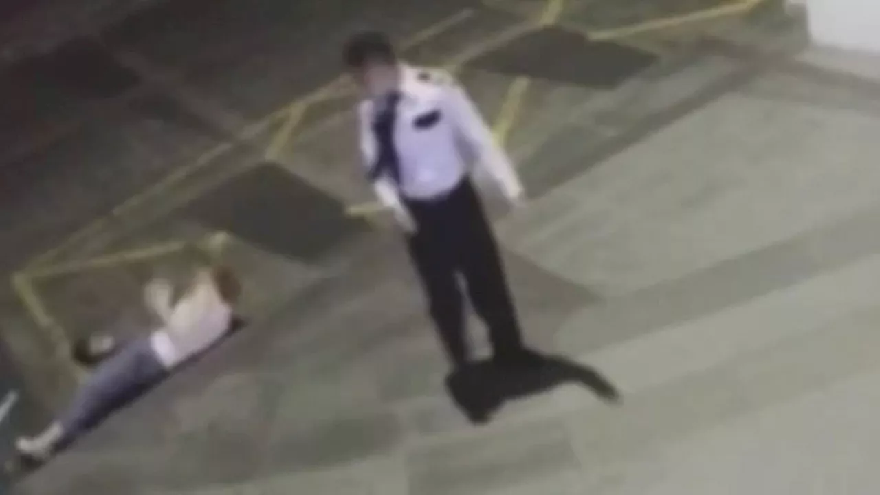 Shocking moment British mother is knocked out by Thai security guard