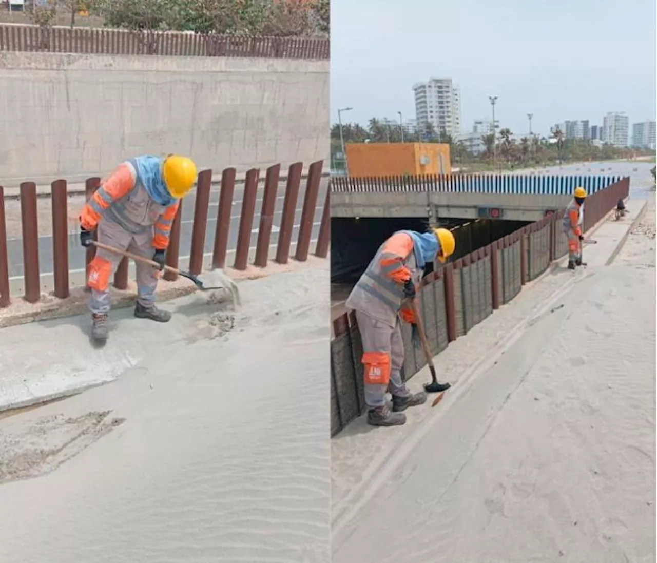 Ruta Costera removió arena que caía sobre conductores en el Túnel de Crespo