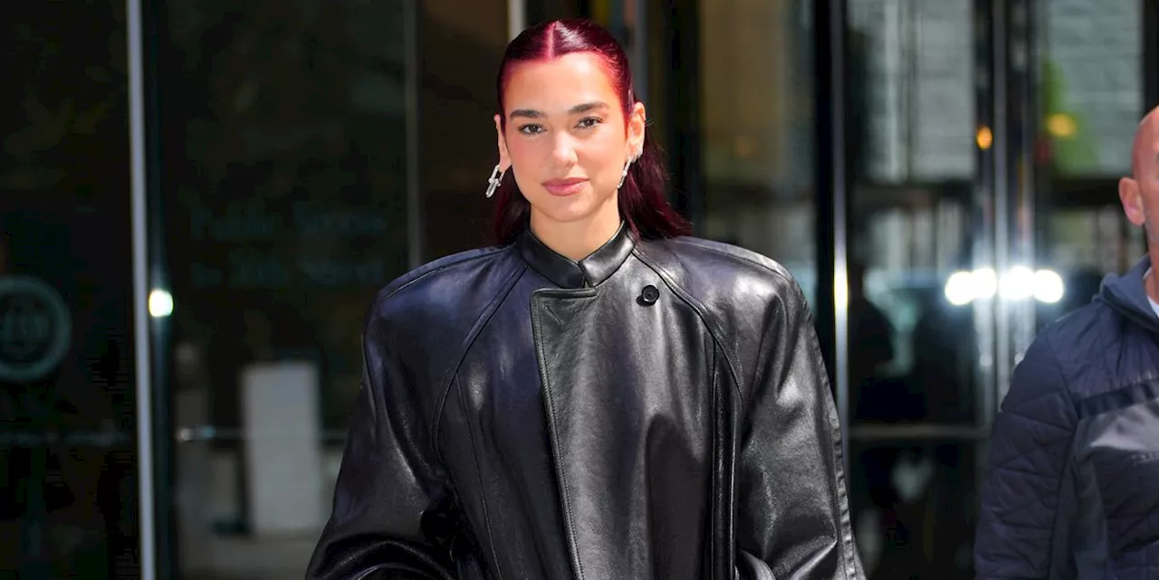 Dua Lipa Masters the Oversize Trend in a Massive Leather Trench Coat