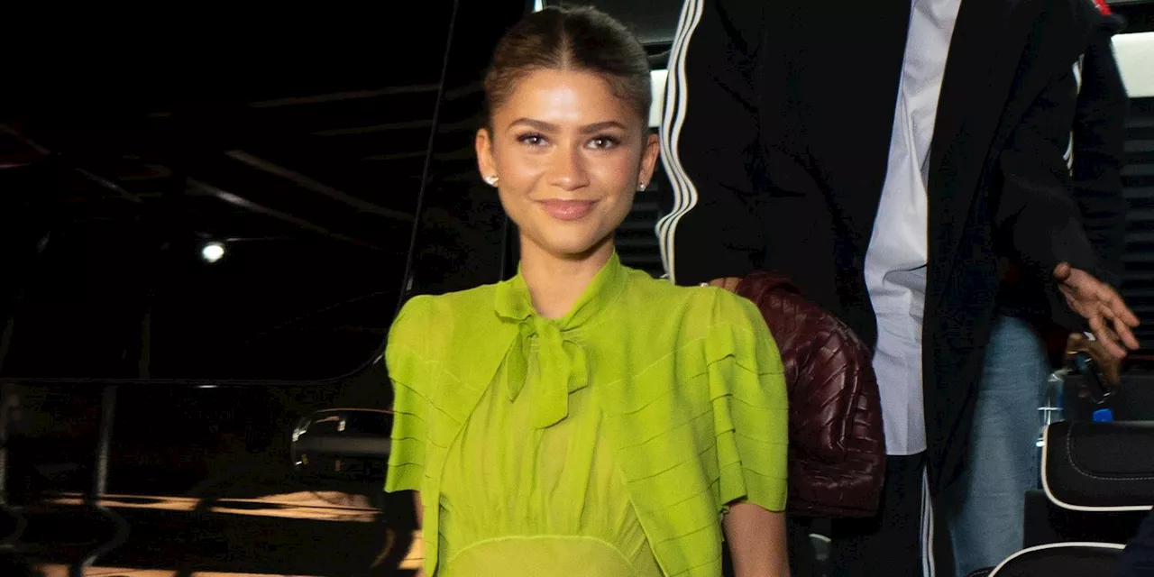 Zendaya Was Country-Club Ready in a Sheer Tennis-Ball-Green Dress and Cardigan Set