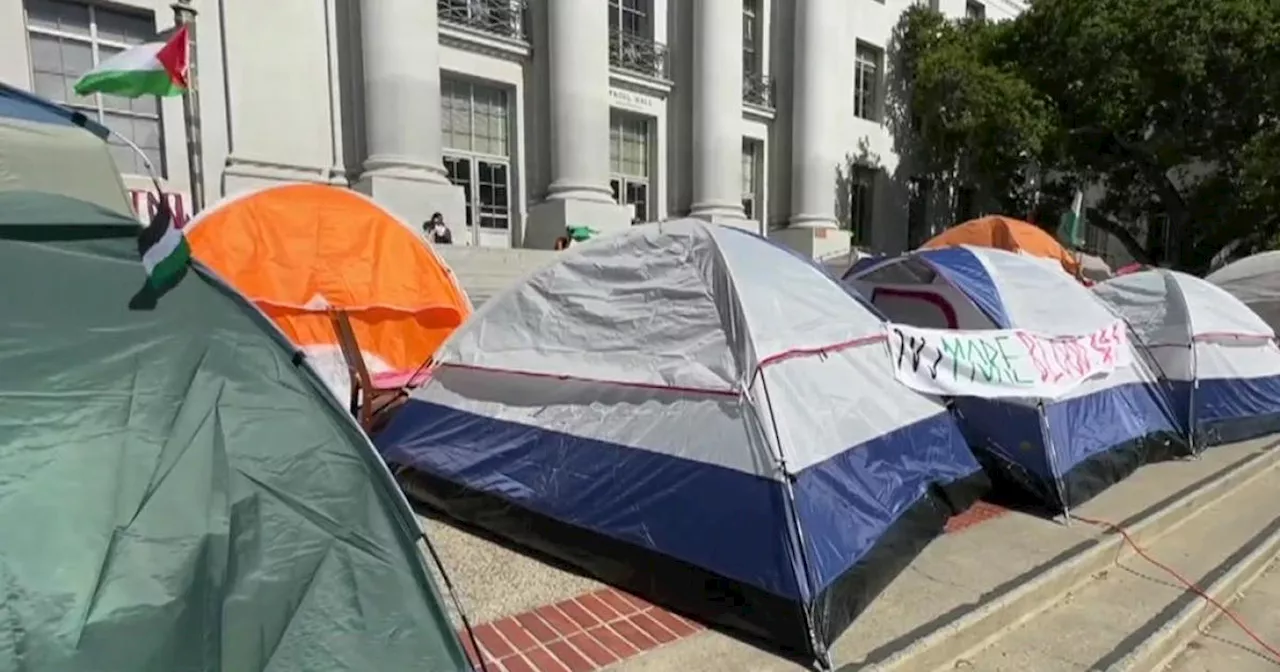 Pro-Palestinian demonstrators at UC Berkeley demand action from university