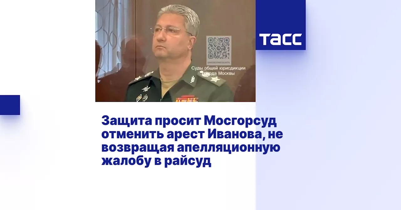 Защита просит Мосгорсуд отменить арест Иванова, не возвращая апелляционную жалобу в райсуд