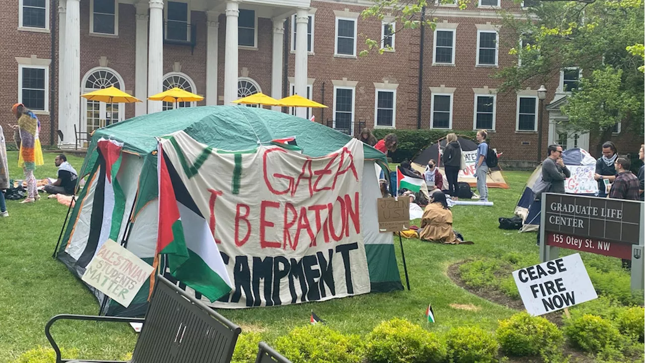 Virginia Tech students set up Gaza liberation encampment on campus lawn