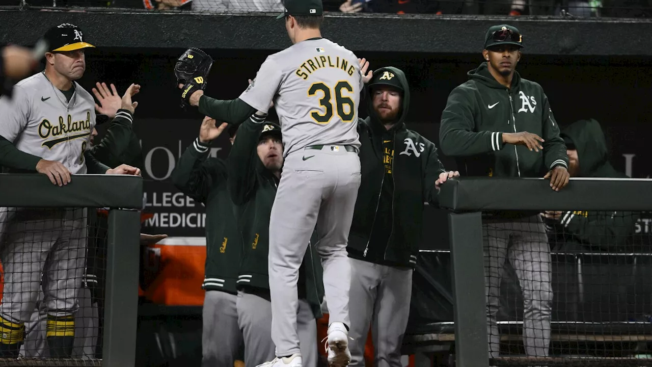 Brent Rooker hits a go-ahead double in the 10th to carry the Athletics past the Orioles 3-2