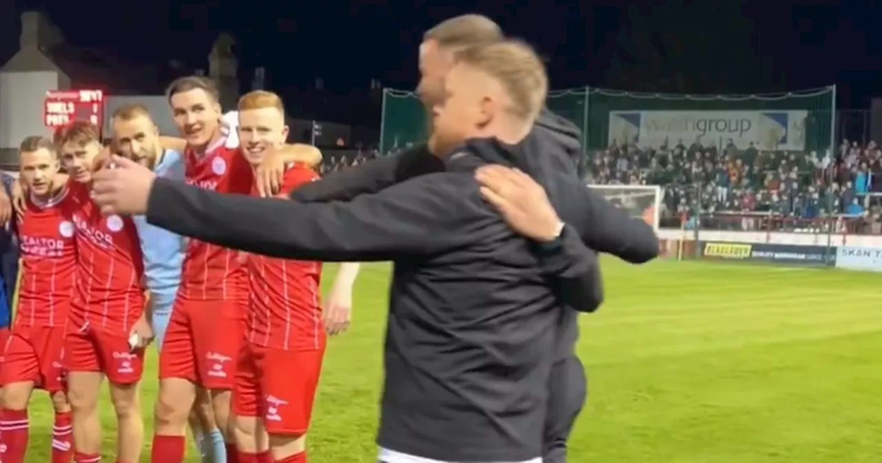 Damien Duff brings fan on pitch to give Shelbourne team talk after win