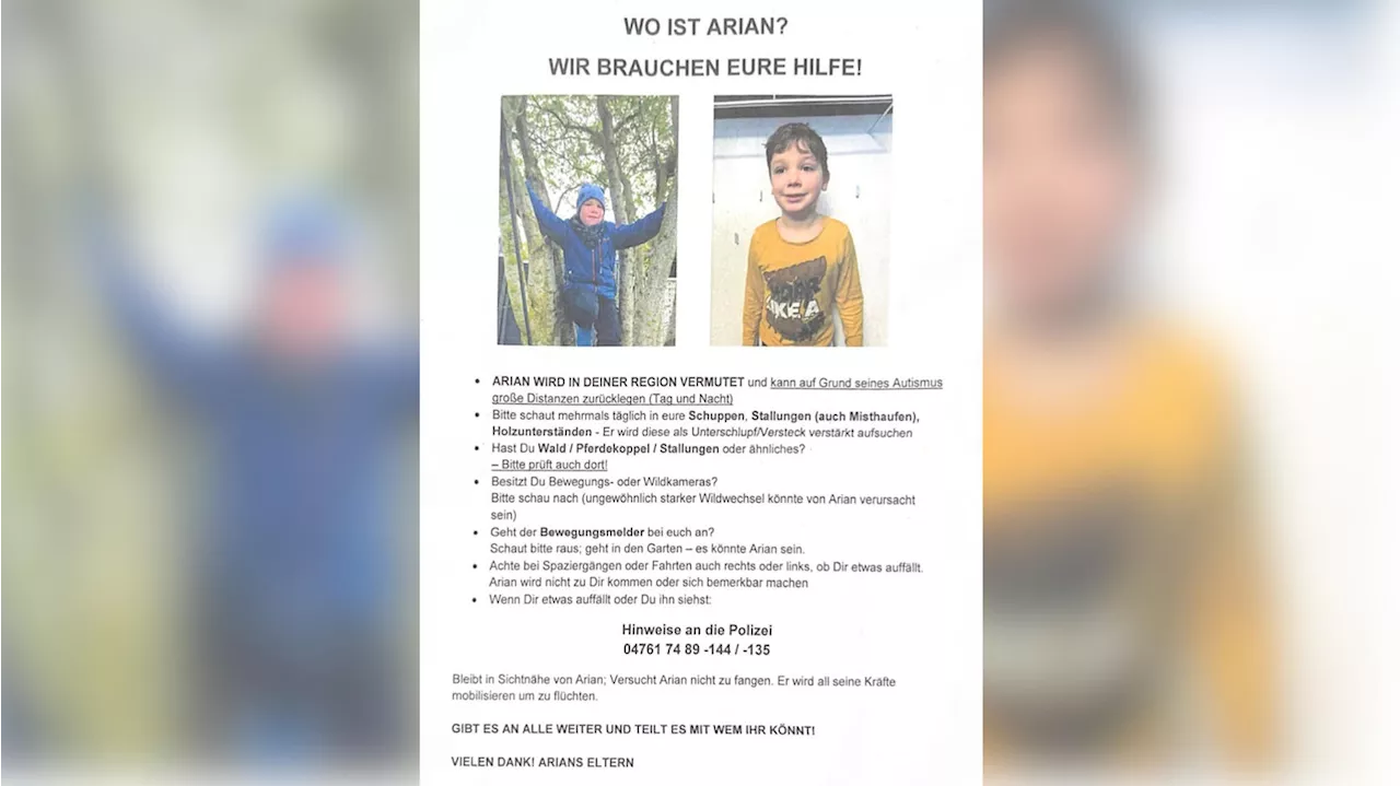 Vermisster Arian (6): Flyer soll bei Suche nach kleinem Arian helfen