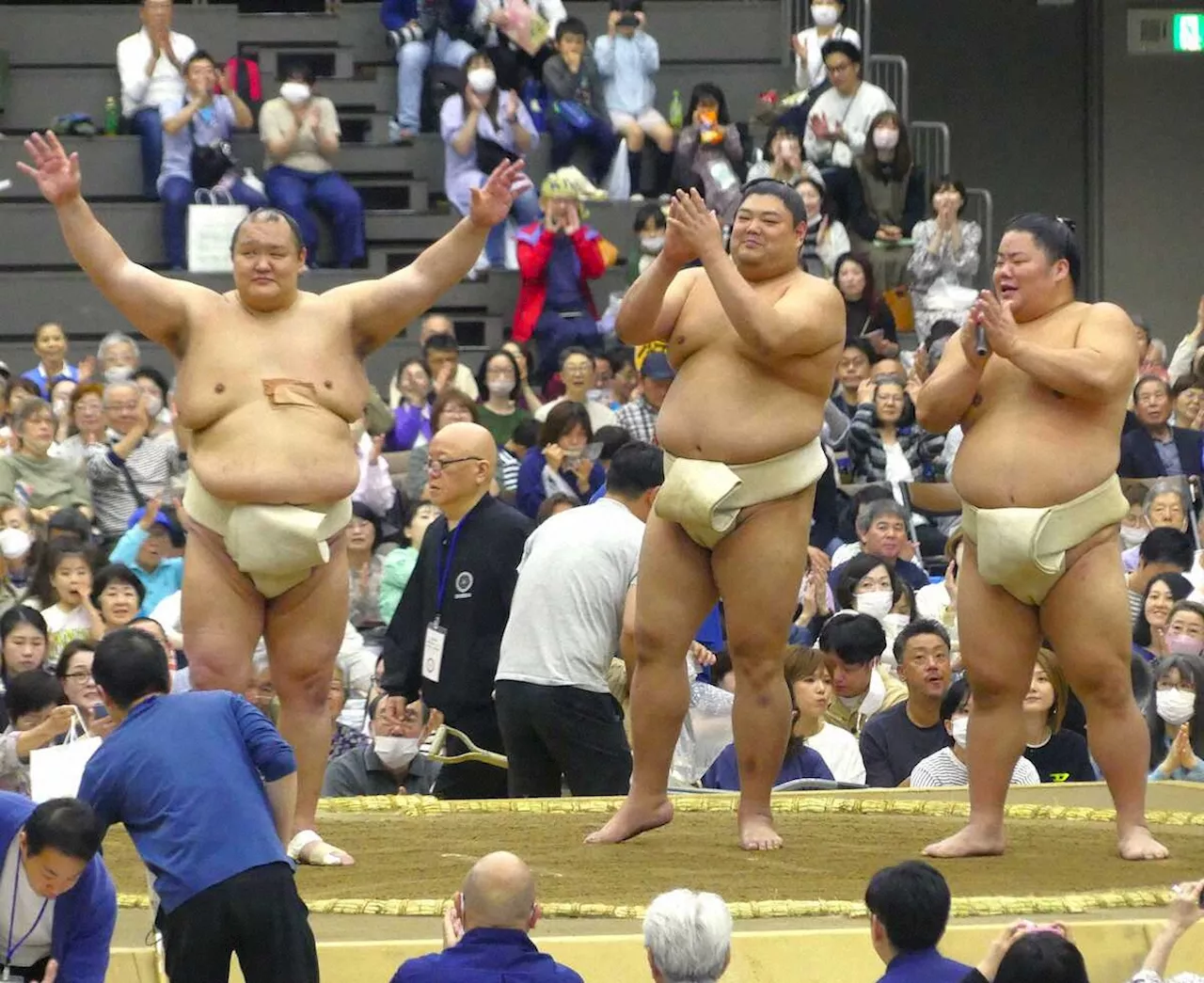 【所沢巡業】地元凱旋の北勝富士に大歓声 歌、選手宣誓、ルーティン披露…埼玉トリオで盛り上げた