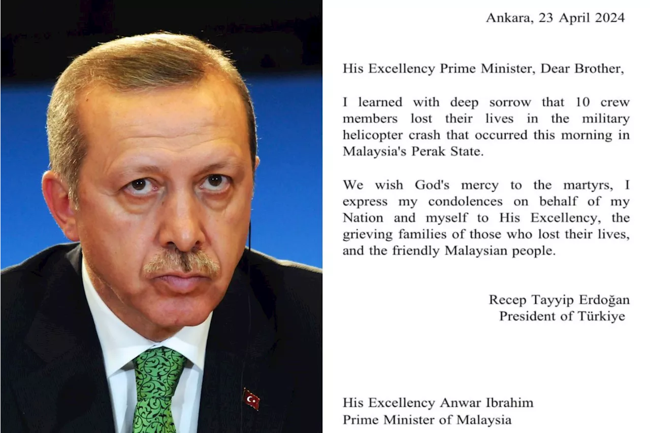 Copter tragedy: Turkiye President conveys condolences to victims's families, says Anwar