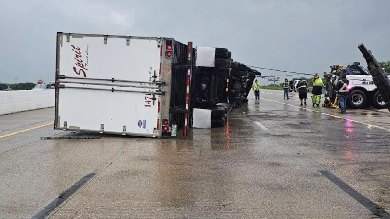 PHOTOS: Hail damage, overturned semi-trucks seen across North Texas as severe storms swept through Friday