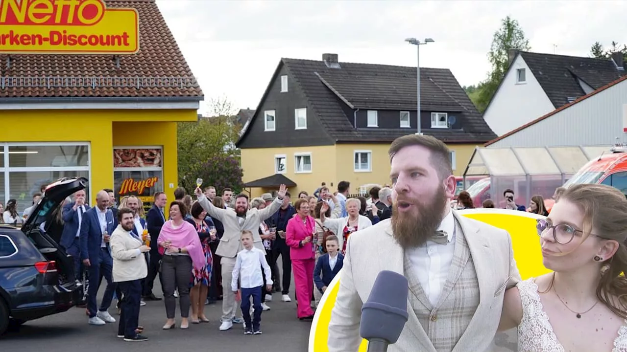 Bad Emstal: Brautpaar macht sich Hochzeit auf Netto-Parkplatz nett