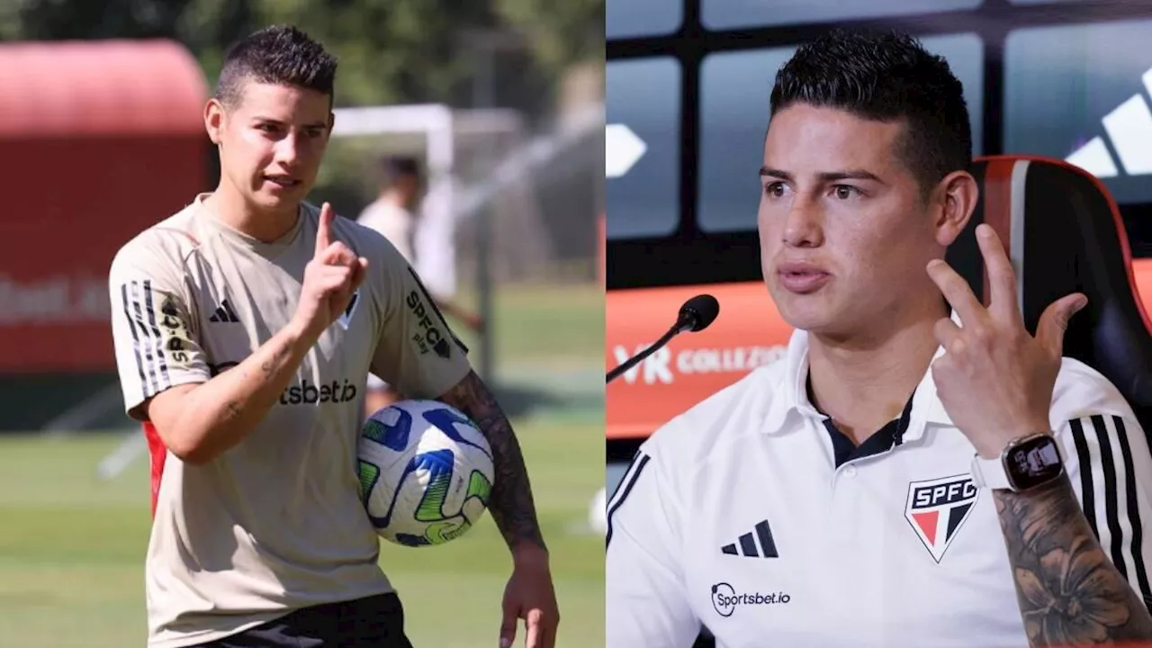 James Rodríguez sonríe en Brasil: sorprendió en los entrenamientos del Sao Paulo antes del clásico