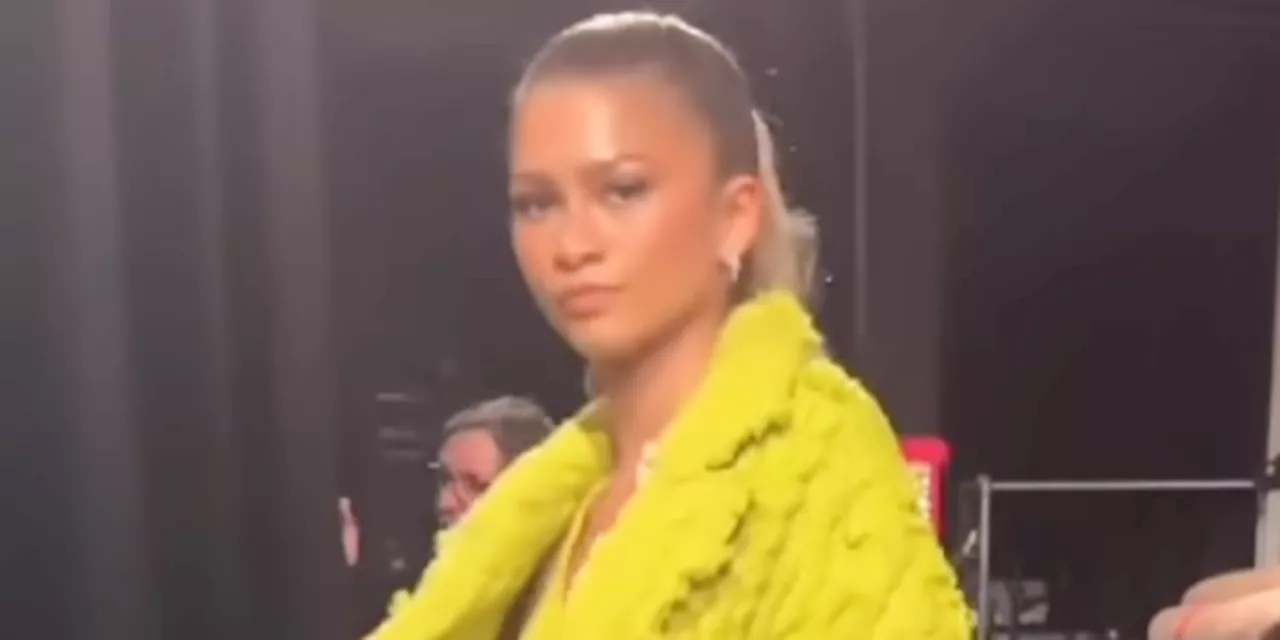 Zendaya's Tennis Ball-Green Crochet Skirt Suit Is a Work of Art