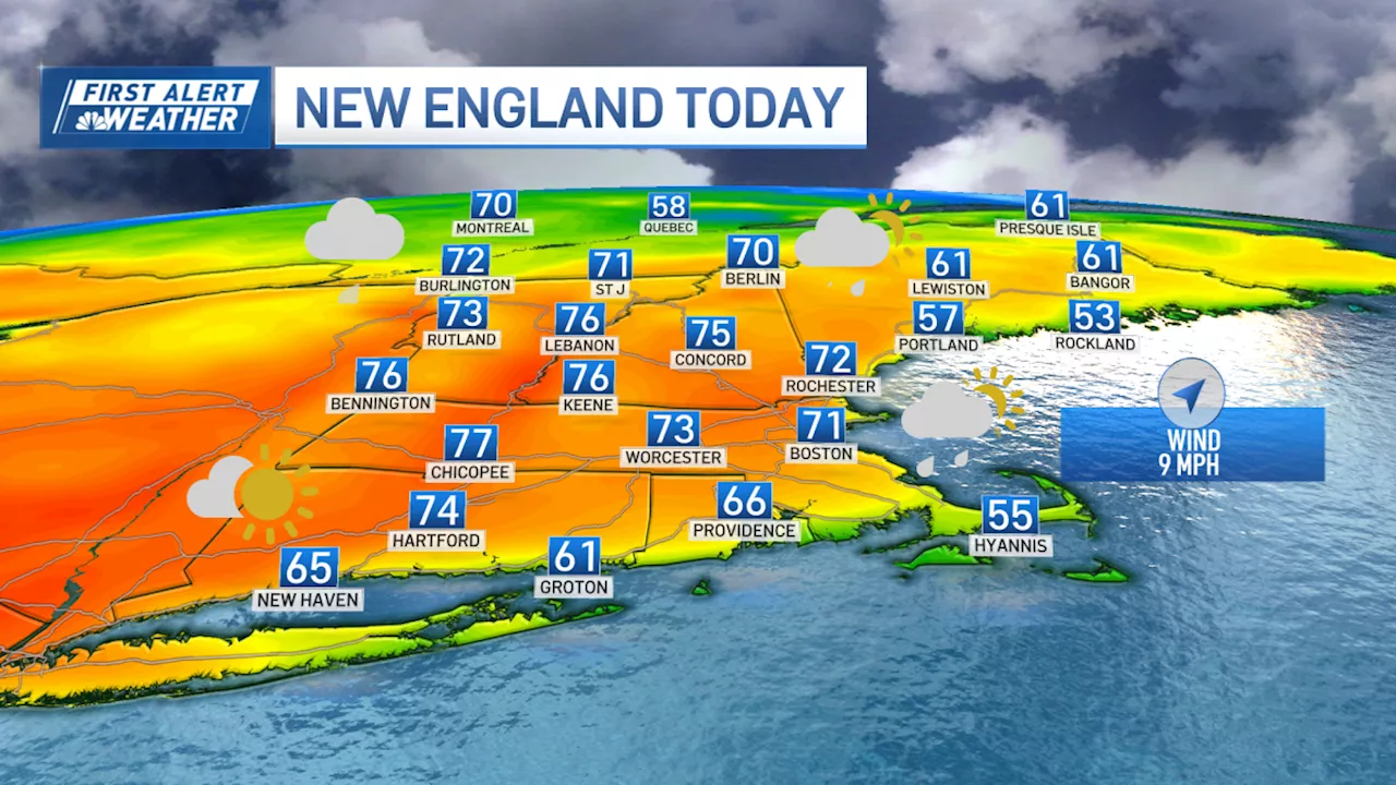 Warm and cloudy Sunday in New England