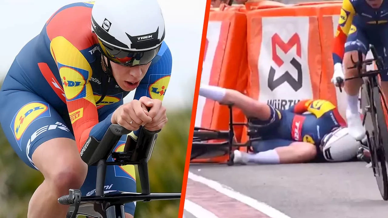 Ellen van Dijk helpt ploegmaat aan rode trui in Vuelta, maar komt zelf hard ten val