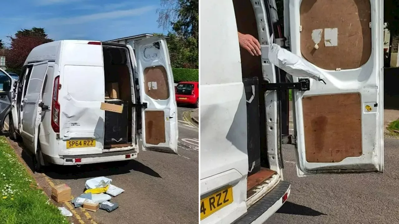 Shocking moment Evri delivery driver carelessly throws parcels into the GUTTER in front of disgusted...
