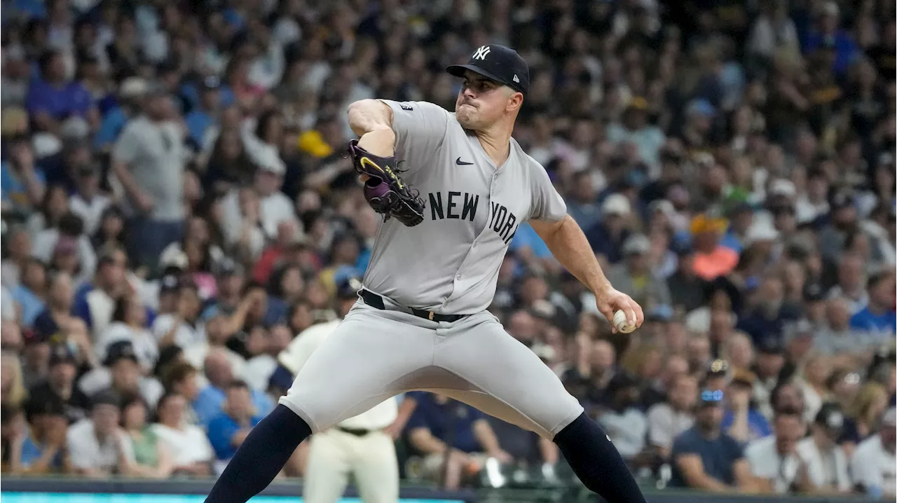 Rodon pitches six strong innings, Yankees rout Brewers