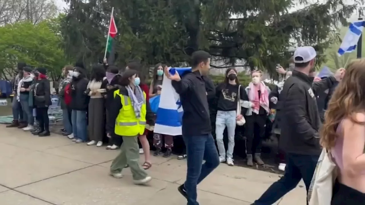 Northwestern pro-Palestinian encampment continues after stand-off with pro-Israel protesters