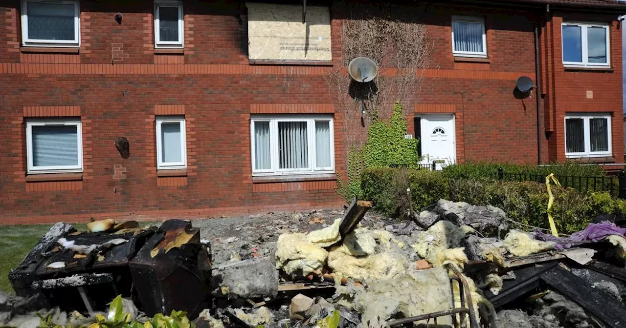 OAP hospitalised after fire destroys flat at Barrhead sheltered living complex