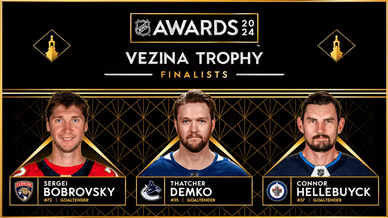 Bobrovsky, Demko, Hellebuyck unveiled as 2023-24 Vezina Trophy finalists