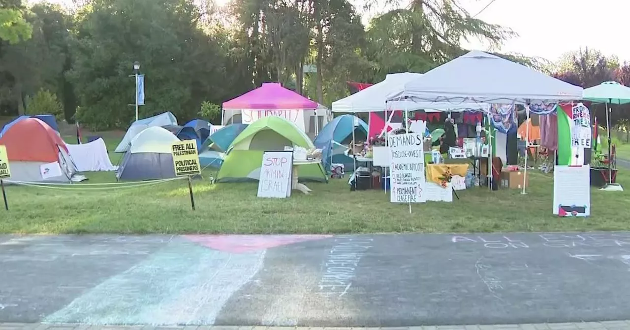 Pro-Palestinian protesters at Sonoma State University set up tent encampment