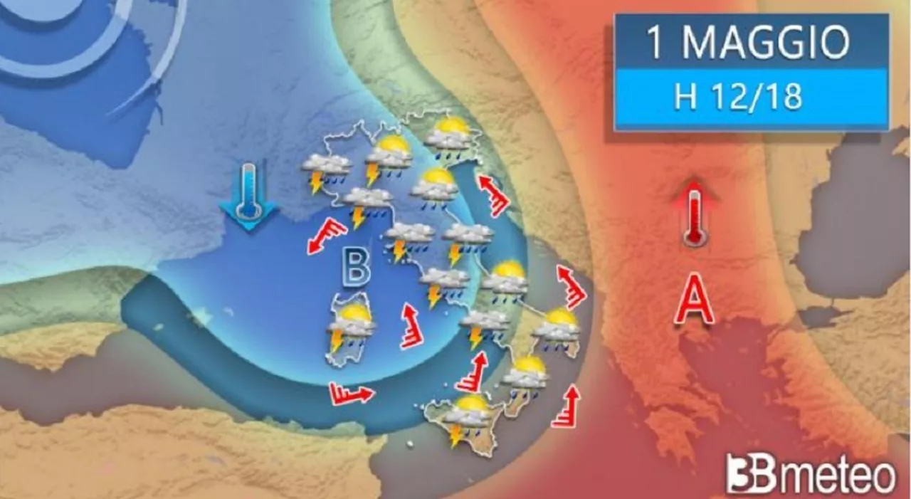 Meteo 1 maggio, tornano pioggia e temporali: festa rovinata dalla doppia perturbazione, ma non per tutti