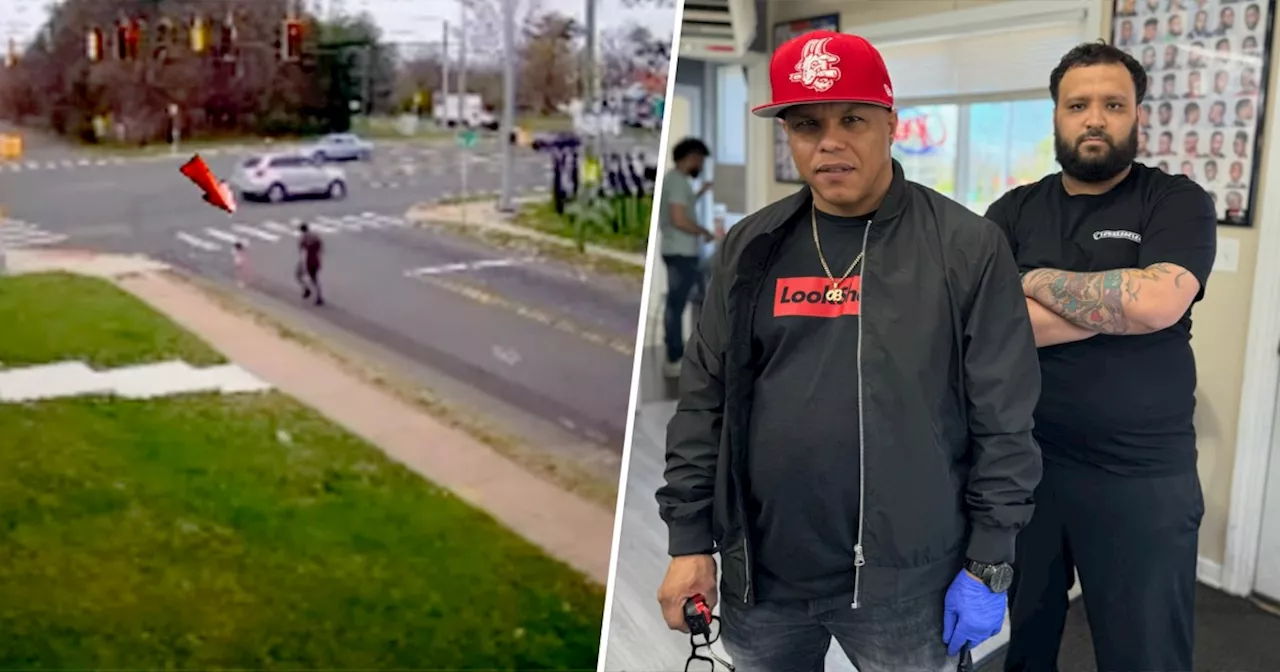 Video captures 2 Connecticut barbers rushing out door to stop child from wandering into traffic