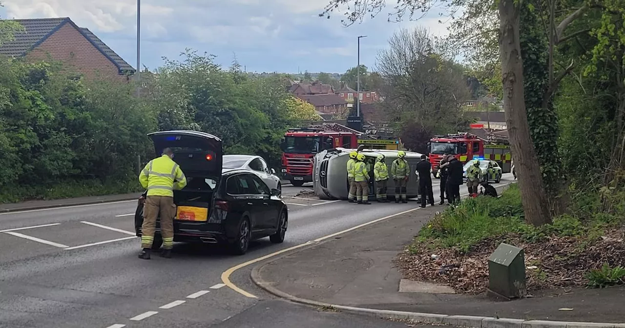 Mansfield Road live updates as road closed after vehicle ends up on its side