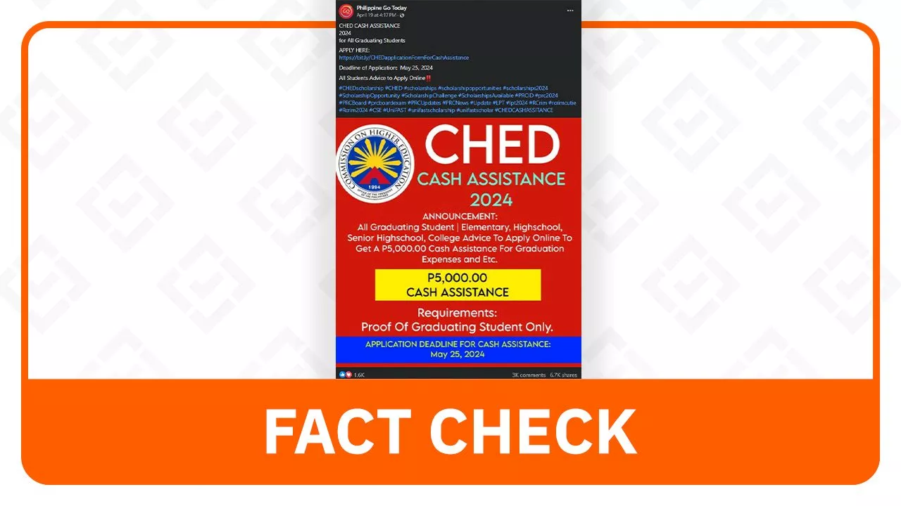 FACT CHECK: Link for CHED P5,000 cash aid for all graduating students is fake