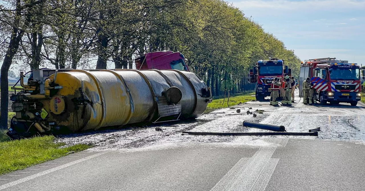 N381 nog urenlang dicht bij Garminge na aanrijding tussen vrachtwagen en auto