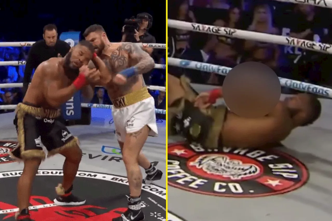 Bare-knuckle boxer suffers gruesome arm injury after being knocked down in title fight...