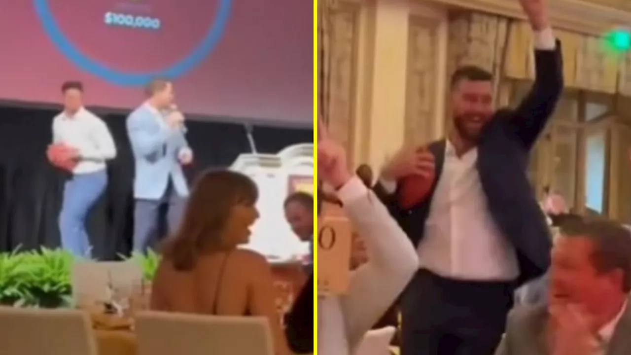 Patrick Mahomes throws insane pass to Chiefs teammate Travis Kelce during charity event with wife Brittany...