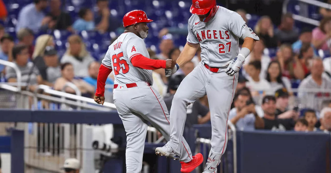 Mike Trout Hits Two Homers as Angels Beat Marlins