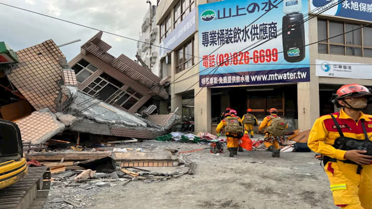 A strong earthquake rocks Taiwan, collapsing buildings and causing a tsunami