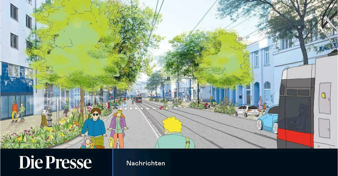 Straße wird zur Einbahn mit baulich getrenntem Radweg und breiterem Gehsteig