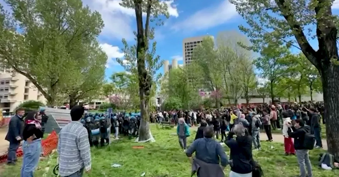 Manifestanti contro il taglio di alberi al parco don Bosco