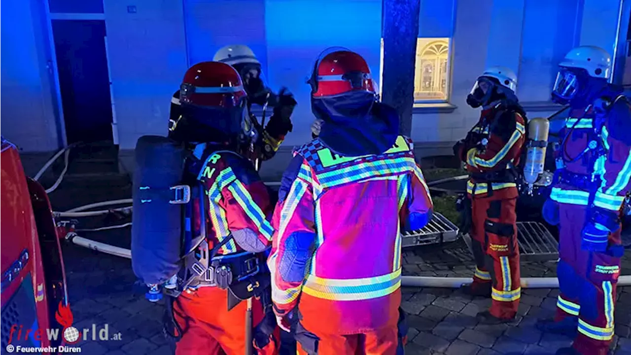 D: Mehrere Personen durch Kellerbrand in Düren bedroht → Person springt aus Fenster