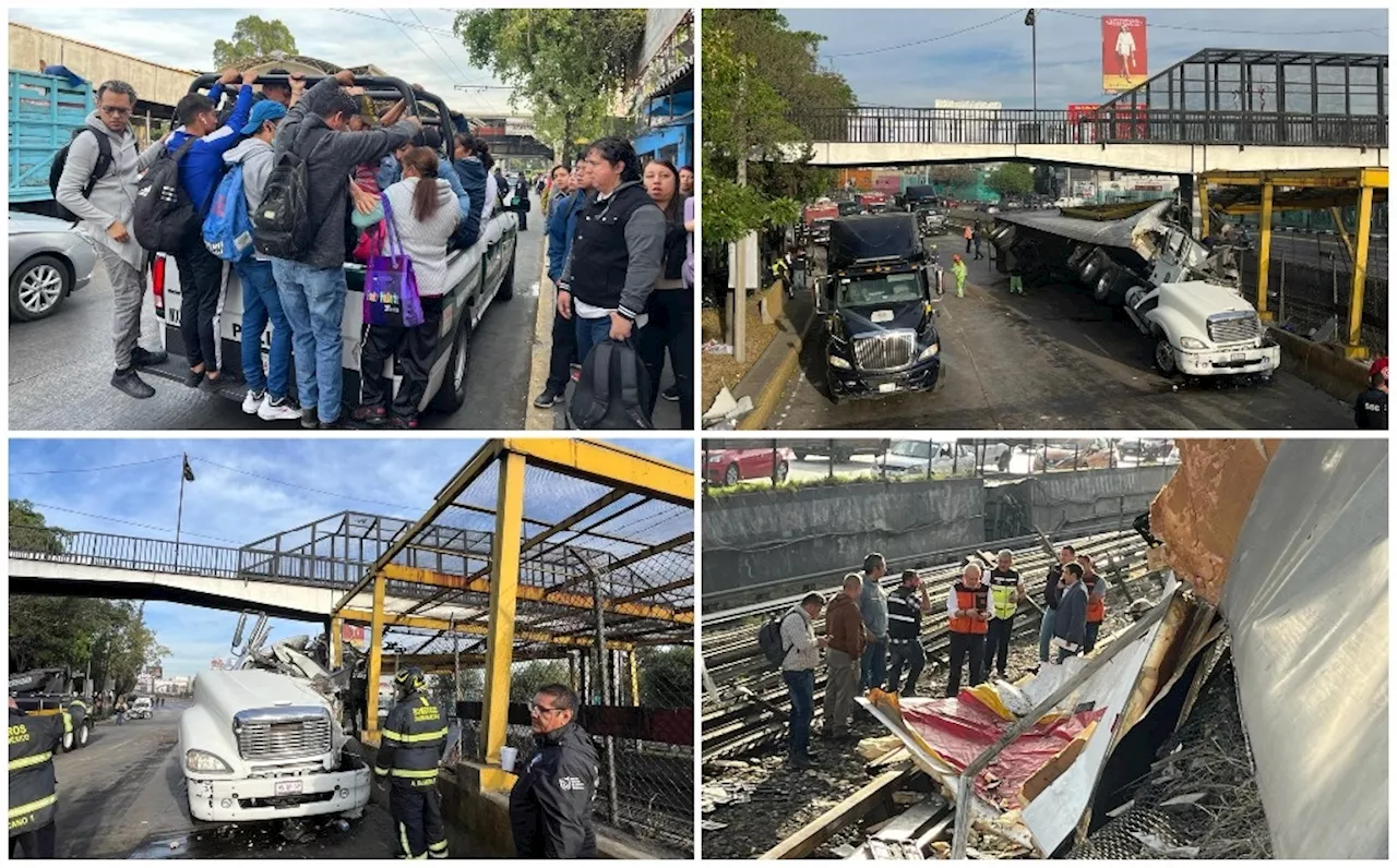 Volcadura de tráiler en la Línea 5 del Metro de la Ciudad de México