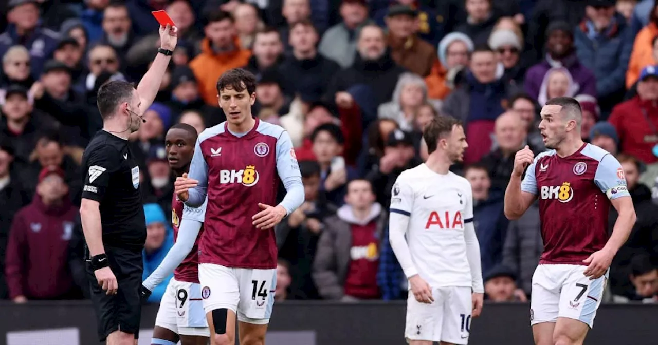 Aston Villa captain John McGinn to miss matches following red card against Tottenham