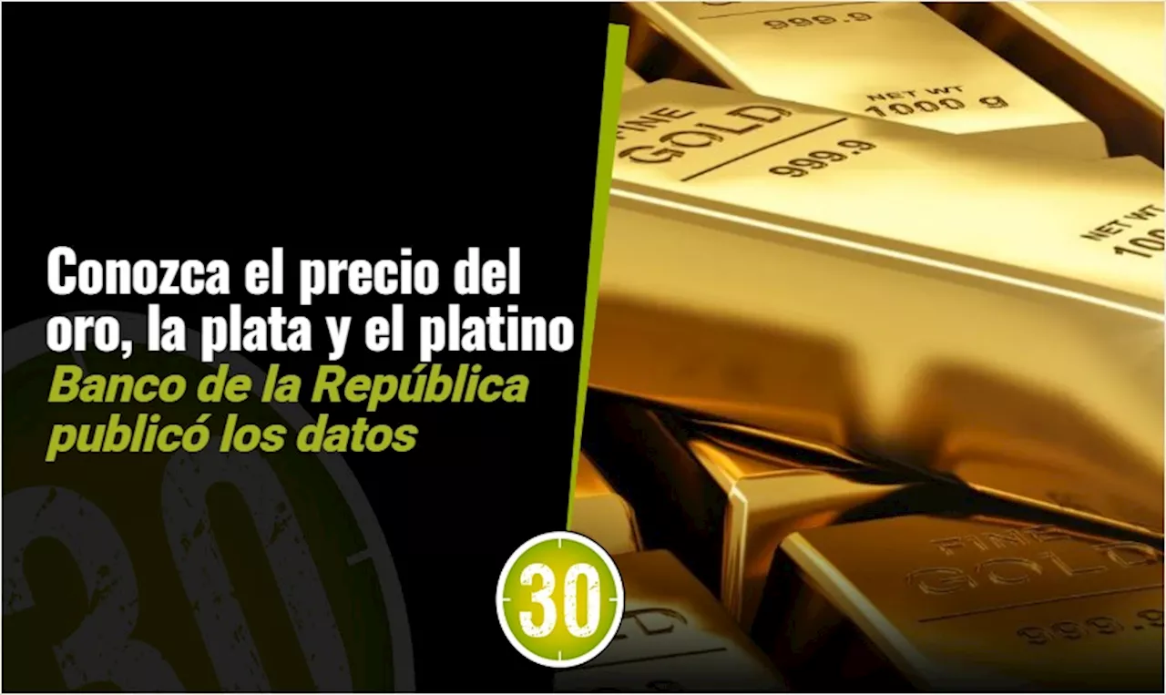 Banco de la República anuncia los precios del gramo de oro, plata y platino