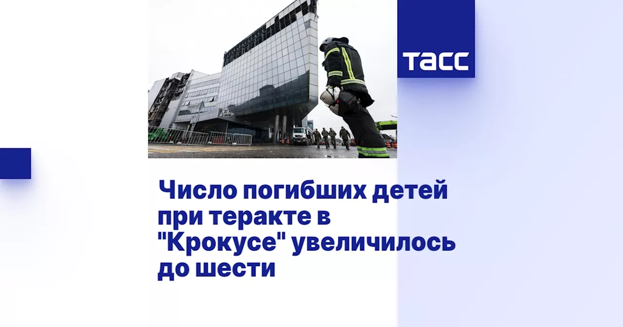 Число погибших детей при теракте в 'Крокусе' увеличилось до шести