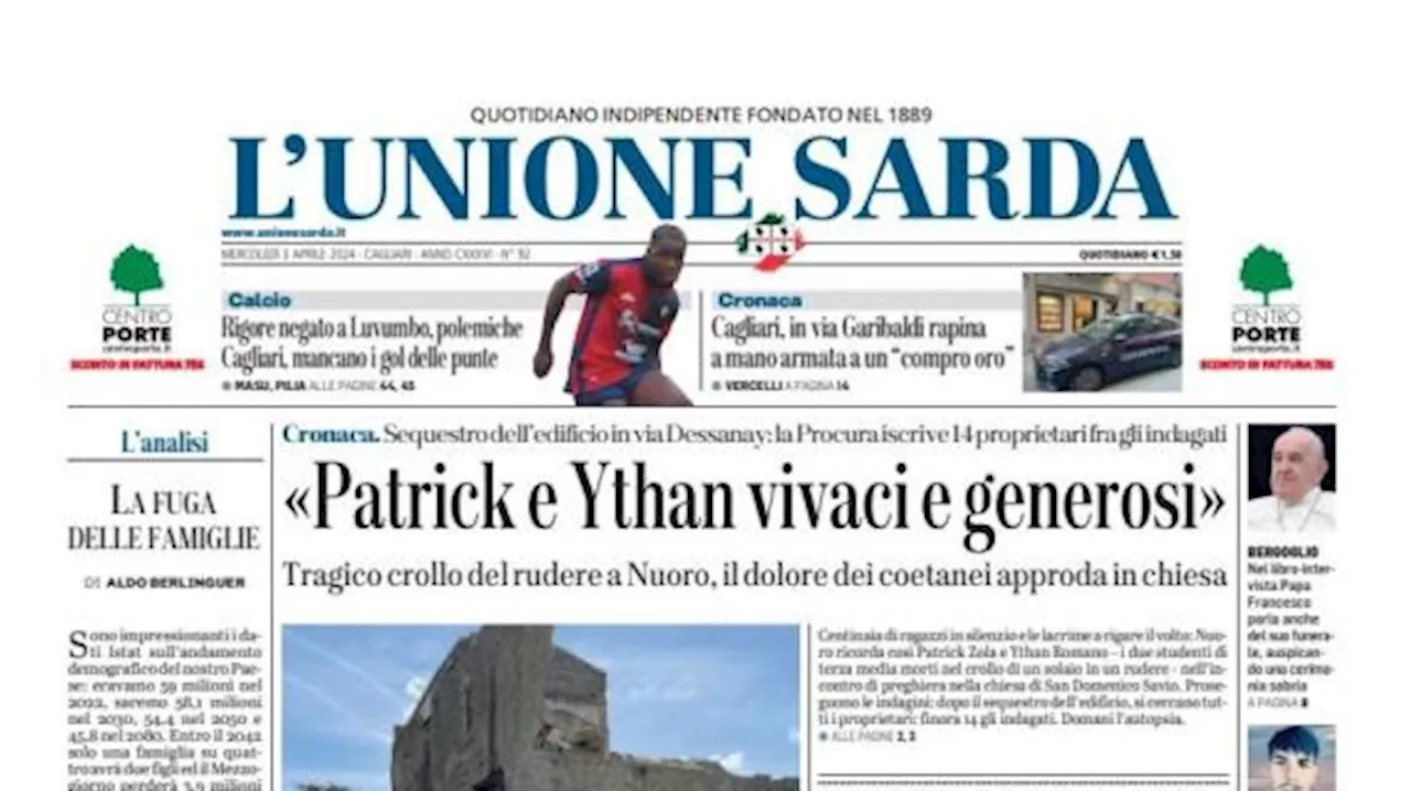 L'Unione Sarda: 'Rigore negato a Luvumbo, polemiche: Cagliari, mancano i gol delle punte'