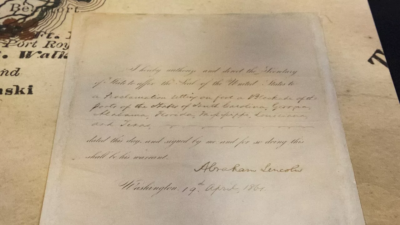 Lincoln's Civil War order to block Confederate ports donated to Illinois by governor and first lady