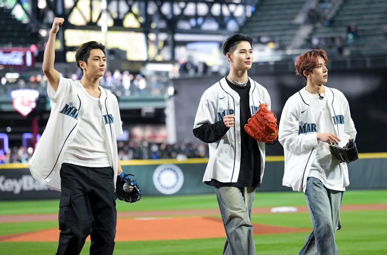 ENHYPEN’s Heeseung, Jay & Ni-ki Throw the First Pitch at Seattle Mariners Game