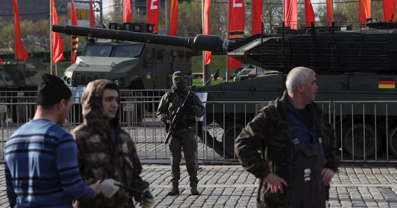 Vladimir Putin flaunts captured US tanks and British armoured cars from Ukraine