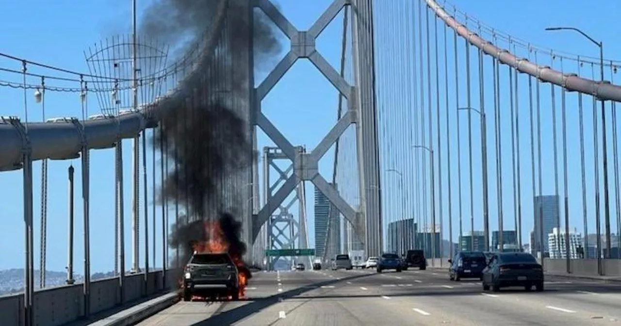 Car fire on westbound Bay Bridge shuts down lanes heading into San Francisco