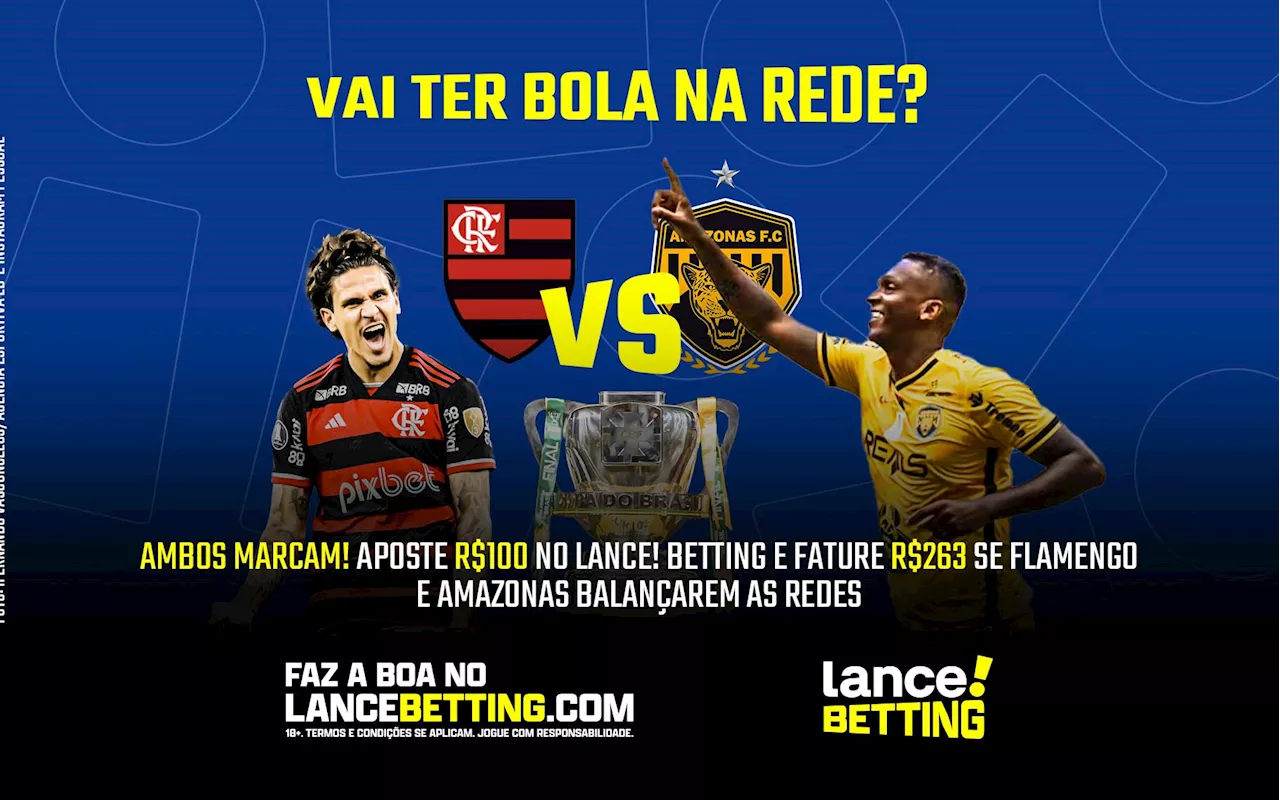 Ambos marcam! Aposte R$100 e fature R$263 se Flamengo e Amazonas balançarem as redes