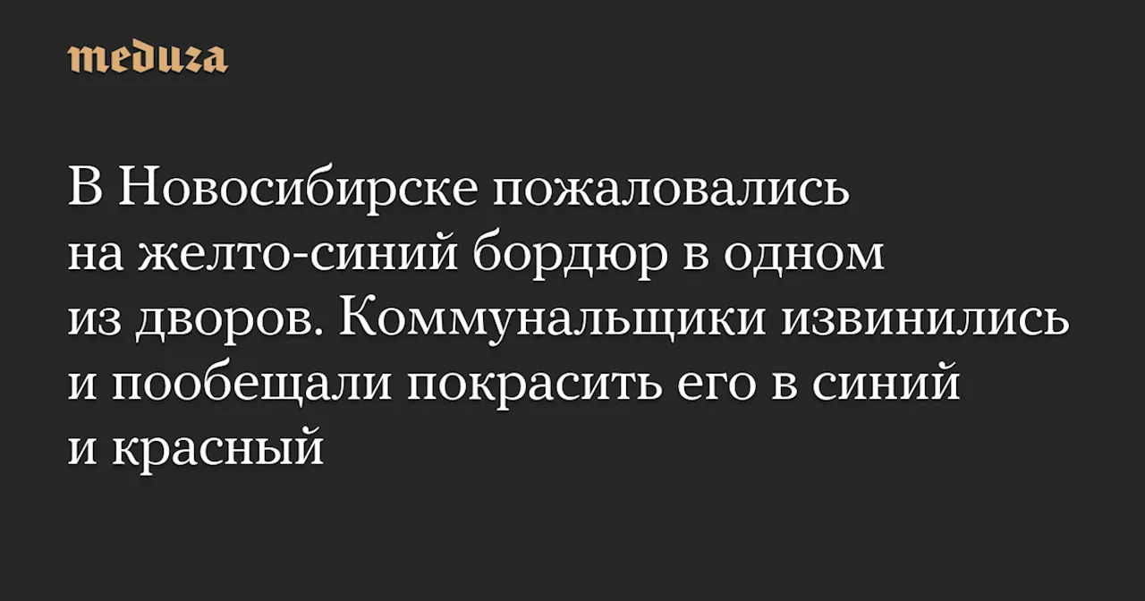 В Новосибирске пожаловались на желто-синий бордюр в одном из дворов. Коммунальщики извинились и пообещали покрасить его в синий и красный — Meduza