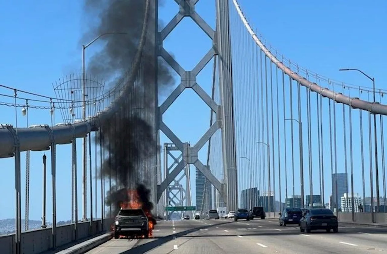 Pickup truck fire shuts down four lanes on westbound Bay Bridge