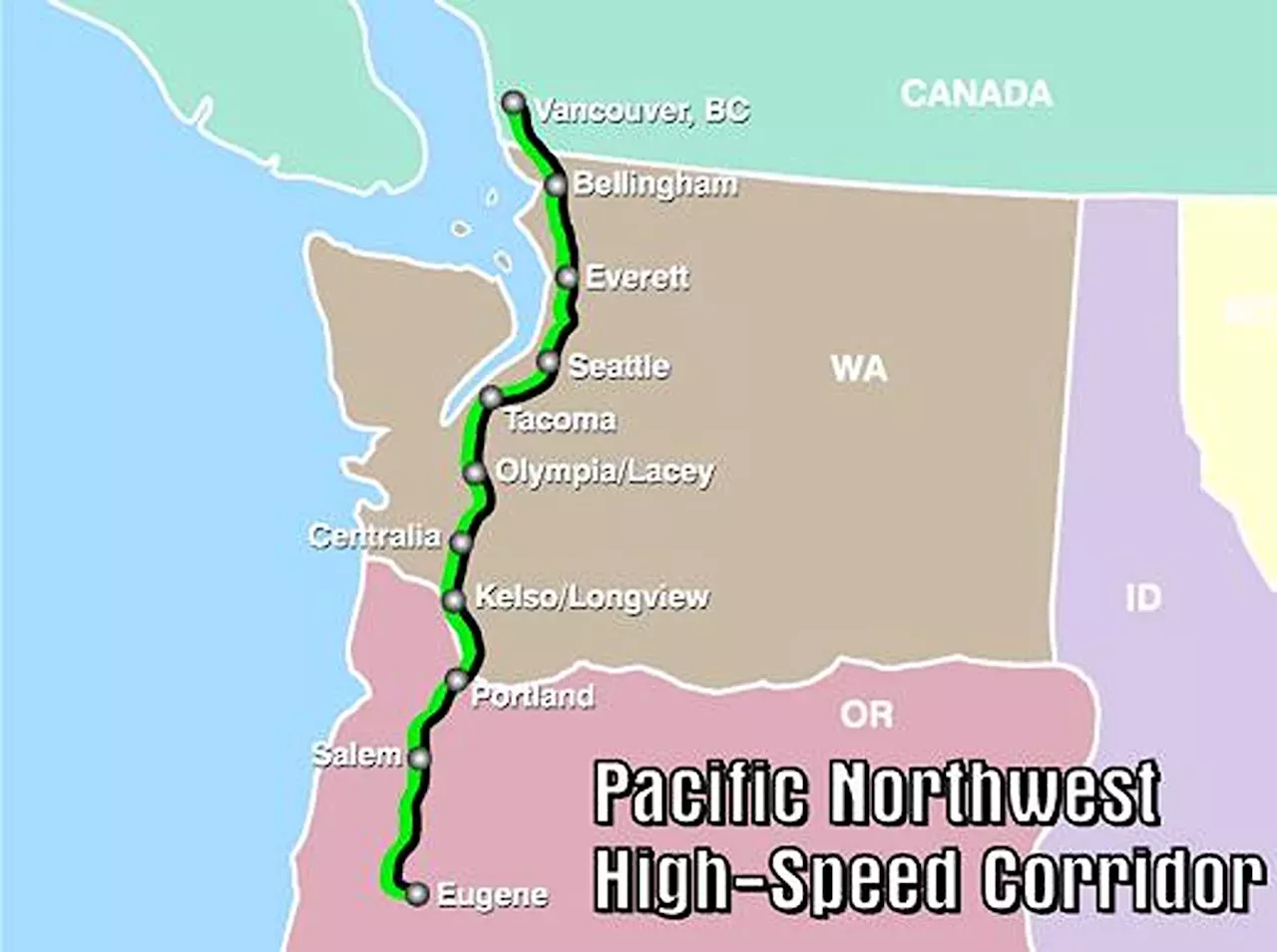 Map Shows Proposed Pacific Northwest High-Speed Rail Route | United ...